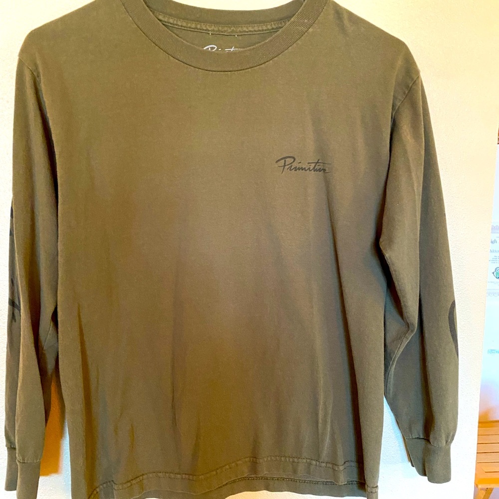PRIMITIVE youth large army green long sleeve tee